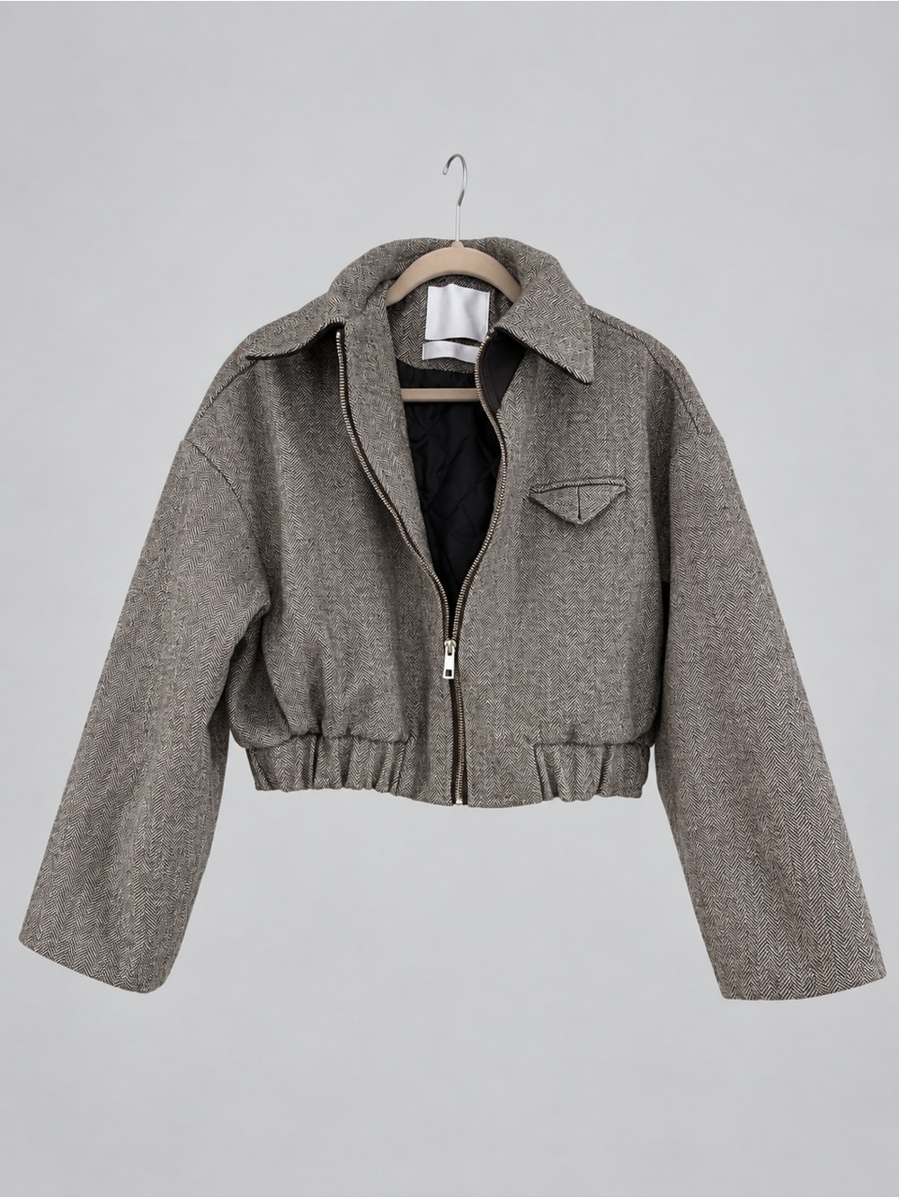 Source Unknown Cropped Bomber Jacket - Gray